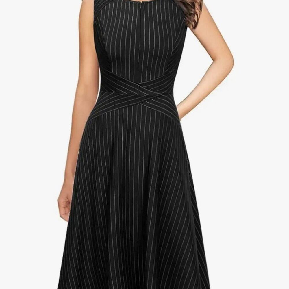 VFSHOW Sleeveless Pinstripe Fit and Flare Dress